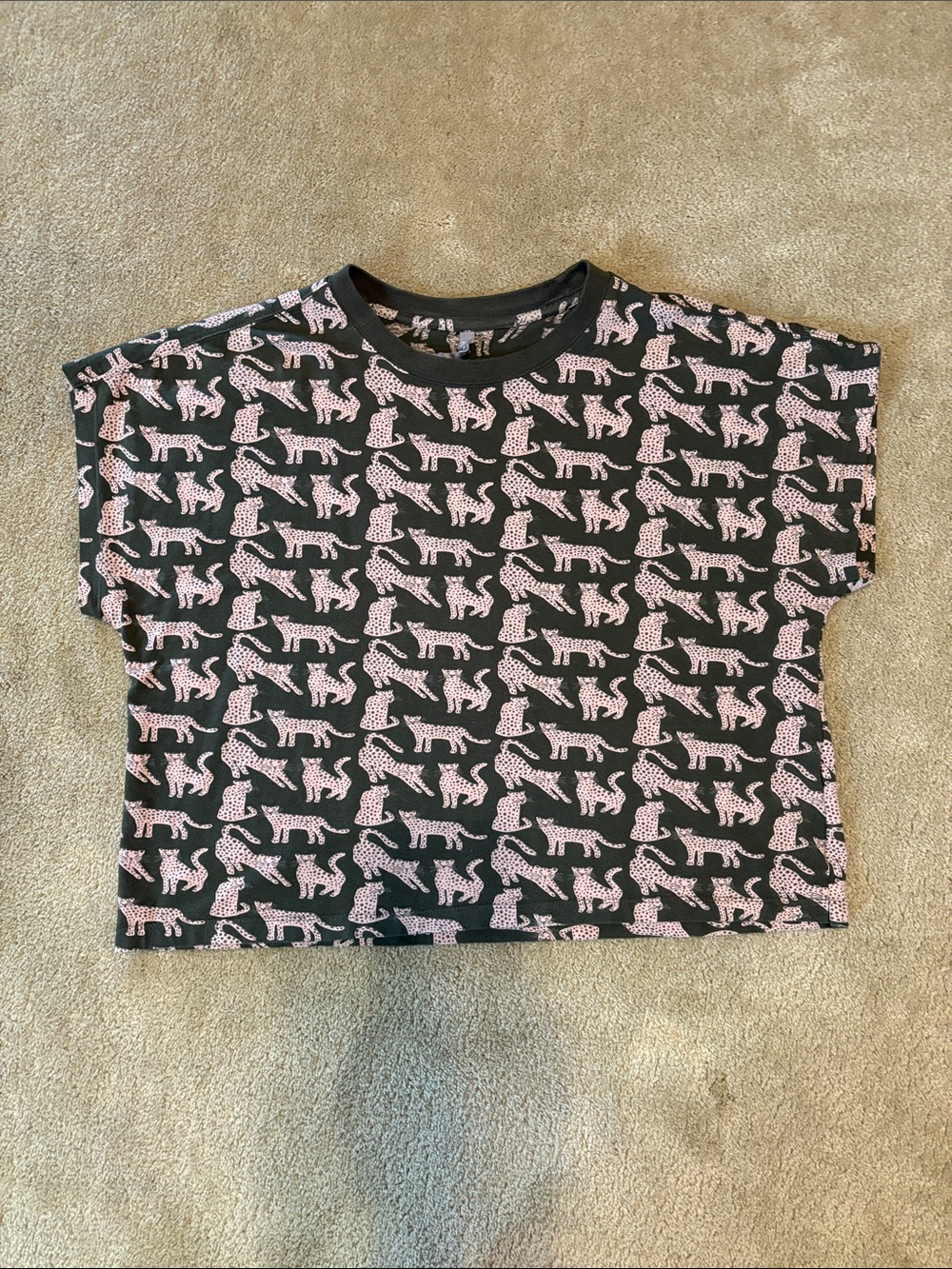 Mata Traders Oversized Short-Sleeve Tee with Pink Leopard Print